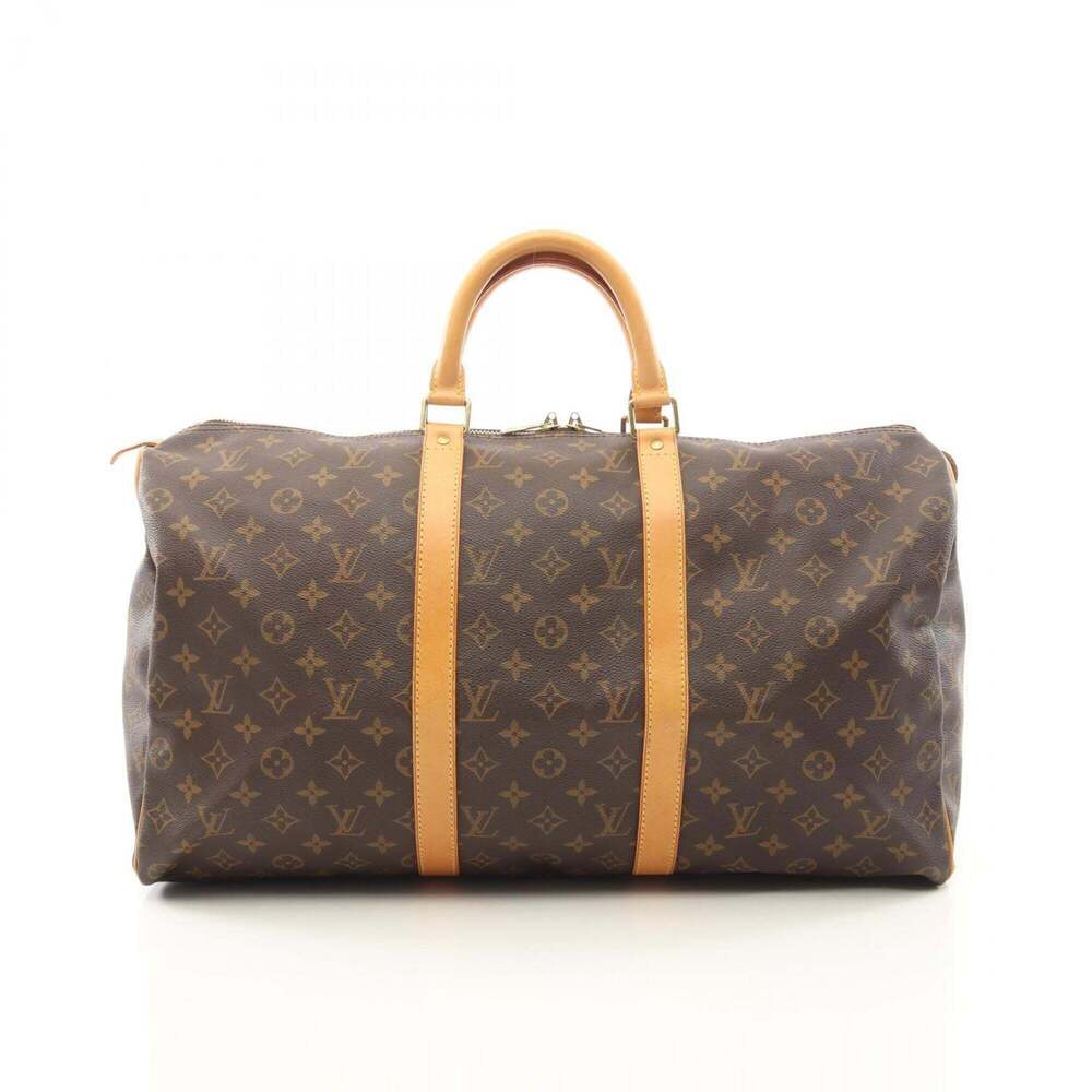 LOUIS VUITTON Brown Monogram Leather Keepall 50 Boston Bag - Picture 1 of 12